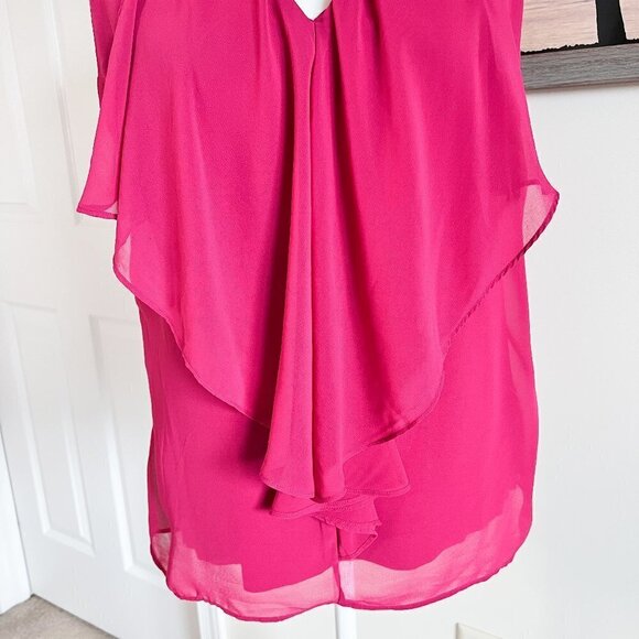 Women’s New York & Company Tank Top | Bright Pink | Ruffle | Dressy | Medium - Picture 7 of 8
